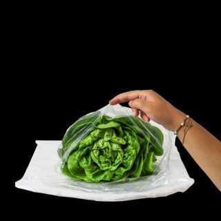 Slazakken met krop en hand-1-producten (Oerlemans Plastics)