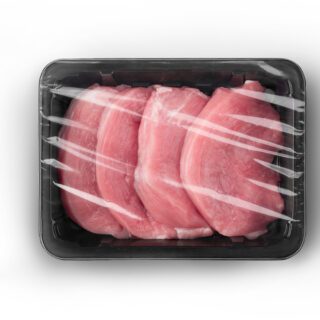 Sealable,Black,Plastic,Tray,With,Raw,Meat,Schnitzels,Top-view.,Packaging