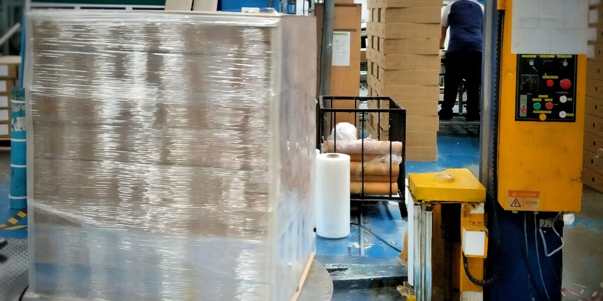 Stretch,Wrapping,For,Pallet,Protection,During,Transport,Isolated.