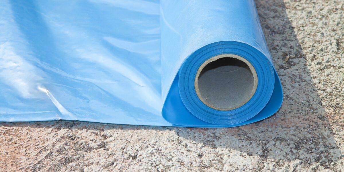 Bodemfolie beton blauwe rol