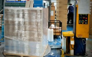 Stretch,Wrapping,For,Pallet,Protection,During,Transport,Isolated.